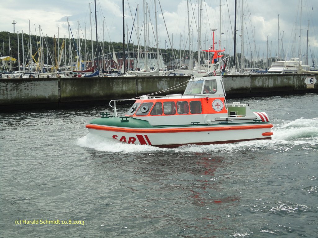 BOTTSAND am 10.8.2013, Kieler Auenfrde,  zur Station Laboe einlaufend /
Seenotrettungsboot der 8,5 m-Klasse / La 8,52 m, B 3,12 m, Tg 0,93 m / 1 Diesel, 162 Kw  (220 PS) / 1994 bei Fassmer, Berne
