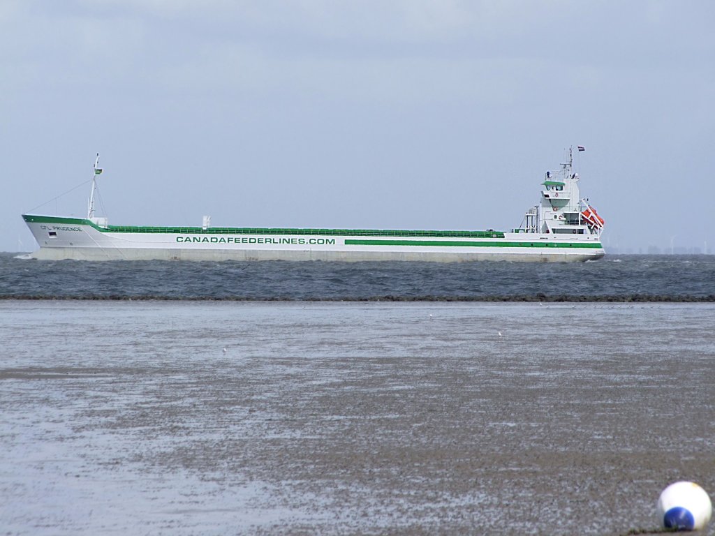 Cfl-Prudence (IMO-9398046;L=117;B=14mtr) ist bei Cuxhaven in die Gewsser der Nordsee eingedrungen;090829