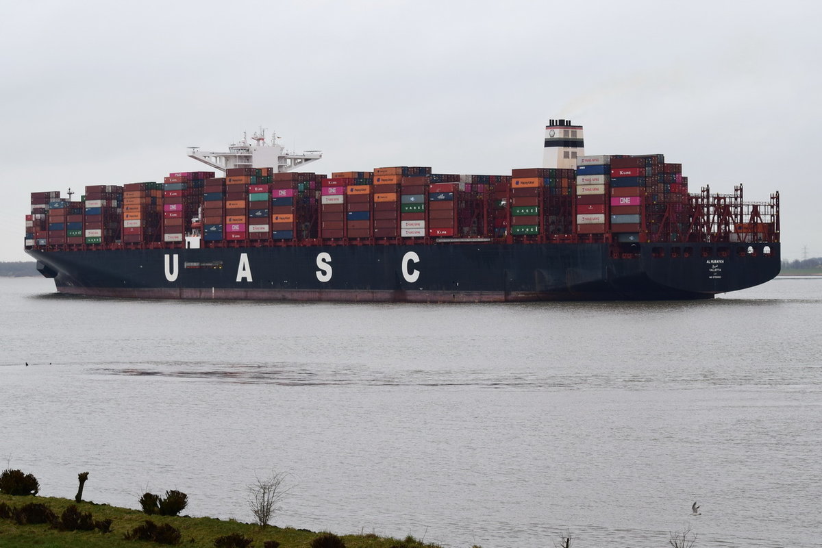 AL MURAYKH , Containerschiff , IMO 9708863 , Baujahr 2015 , 400 × 58.6m , 18800 TEU , 14.03.2019 , Grünendeich