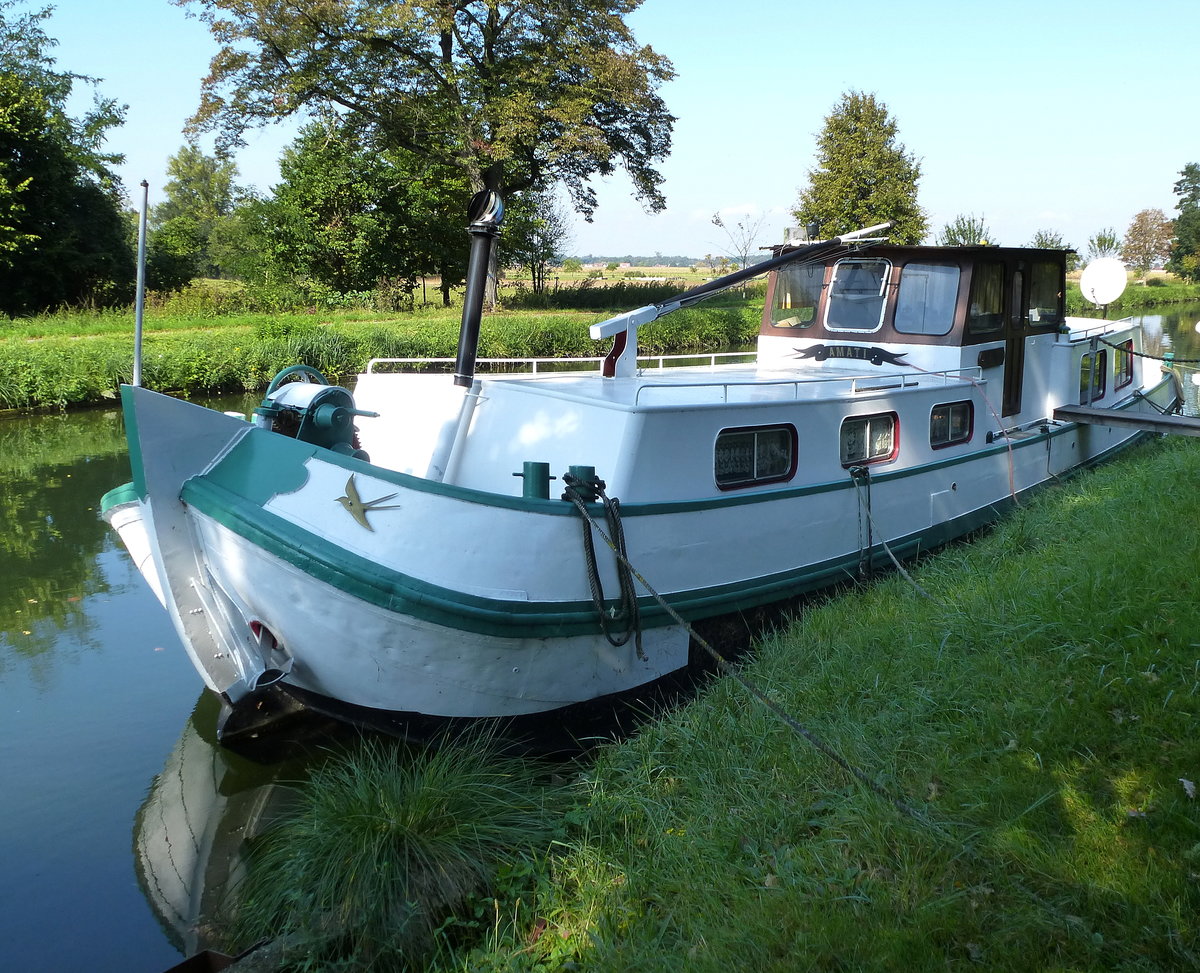  Amati , zum Hausboot umgebautes Frachtschiff auf dem Rhein-Rhone-Kanal bei Plobsheim/Elsa, Sept.2017