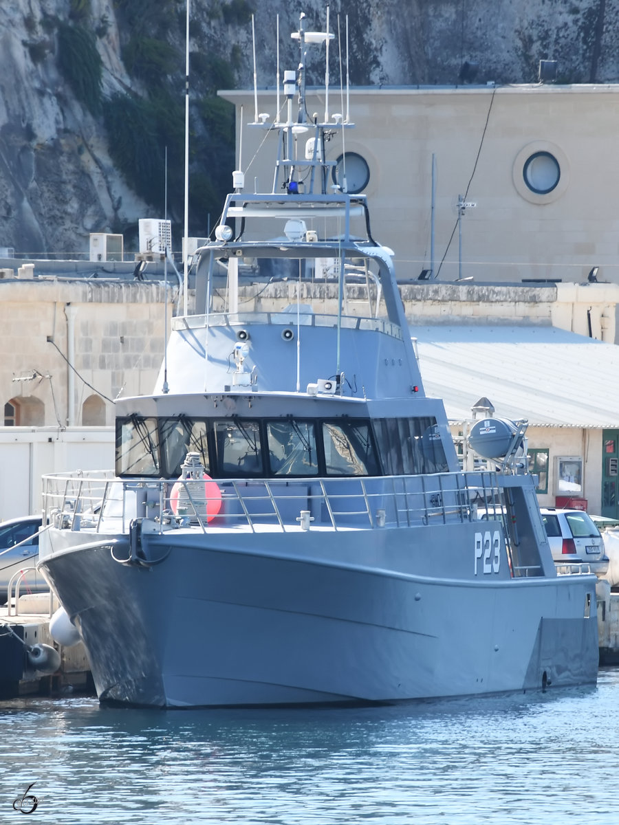 Das bei Austal Shipyards gebaute Hafenpatrouillenboot P23 der Maltesischen Marine. (Valletta, Oktober 2017)
