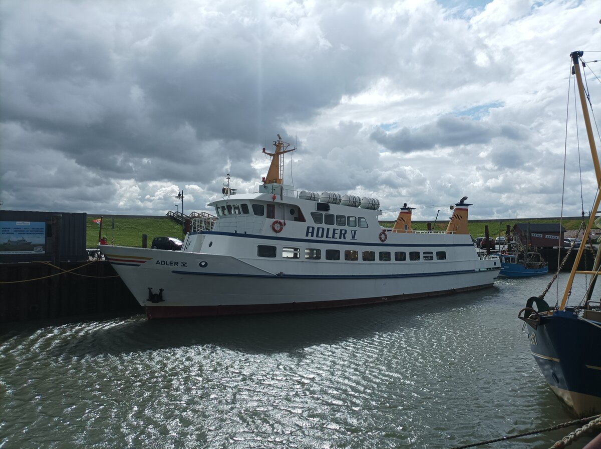 Das Fahrgast und ausflugsschiff MS Adler 5 am 29.07.21 in Nordstrand 