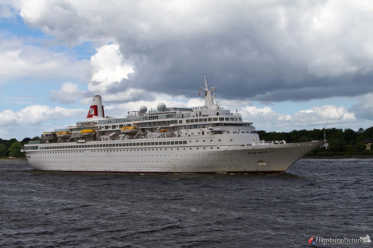 Das Kreuzfahrtschiff Black Watch ehemals Royal Viking Star, Bj.1971 fährt für die norwegisch-britische Reederei Fred. Olsen Cruise Lines...
Am 14.05.2014...