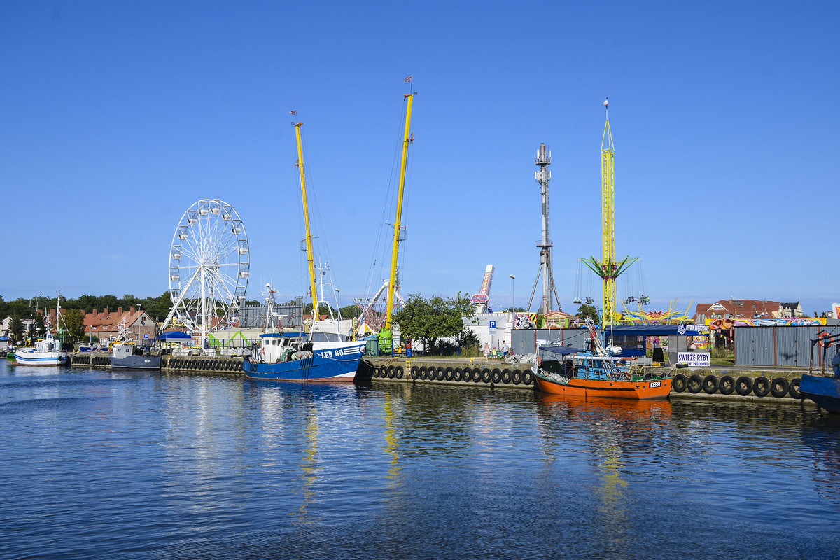 Der Hafen von Łeba an der polnischen Ostseeküste. Aufnahme: 18. August 2020.