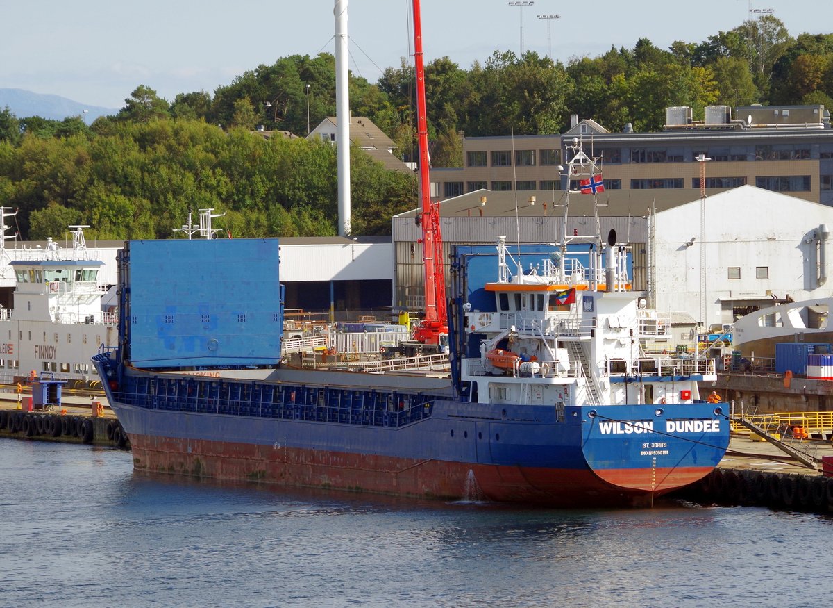 Der Mehrzweckfrachter WILSON DUNDEE am 08.09.16 in Stavanger (NOR)