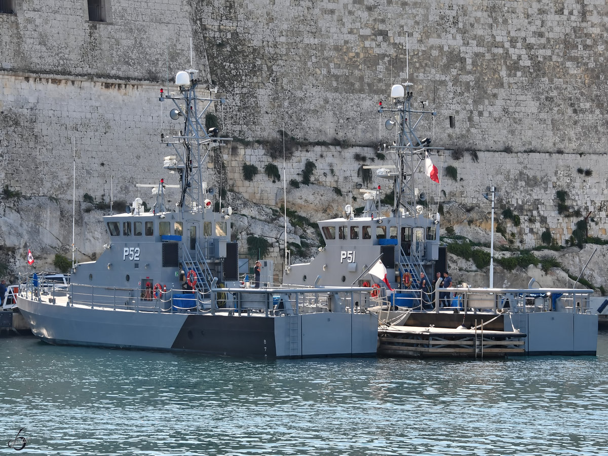 Die Hochseepatrouillenboote P51 & P52, gebaut bei Bollinger Shipyards wurden von der US Küstenwache übernommen. (Valletta, Oktober 2017)