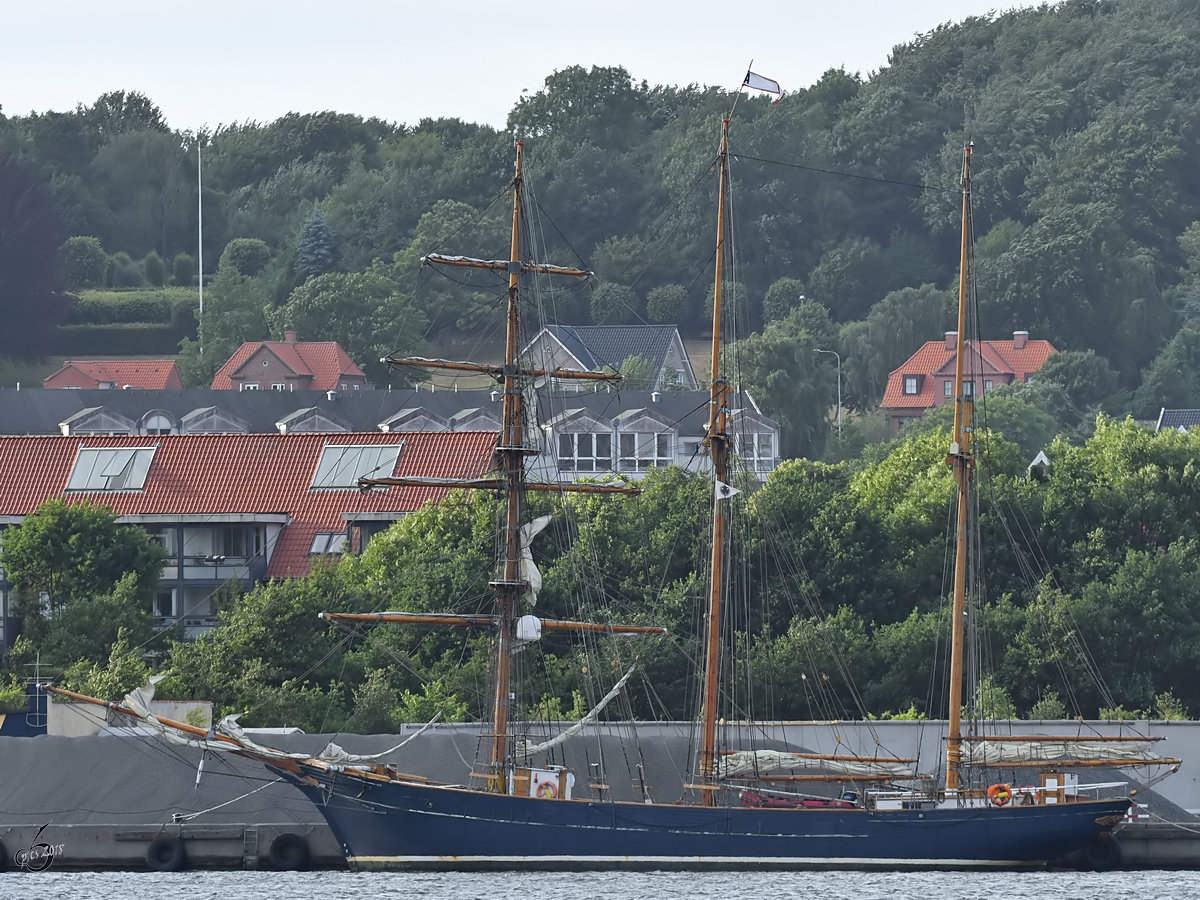 Ein Segelschiff Anfang Juni 2018 in Aalborg.
