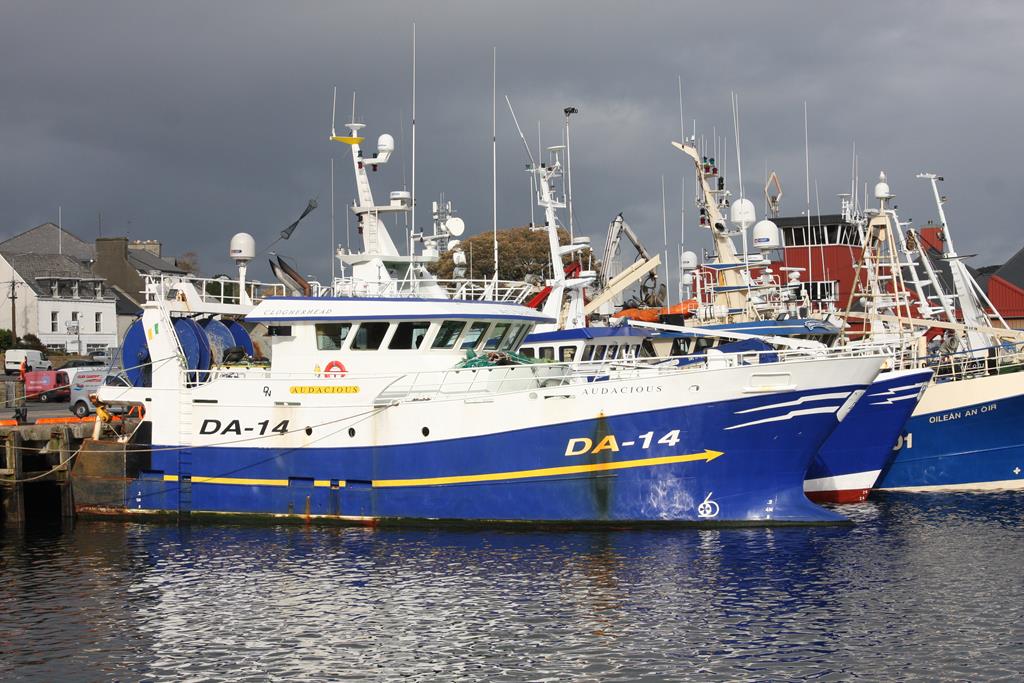 Fischtrawler DA 14  Audacious  am 24.09.2018 im Hafen Killybegs in Irland.