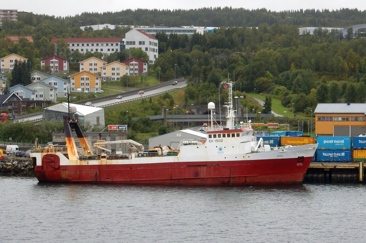Fischtrawler EK-1502, MS Ontika, am 02.09.16 in Tromsoe (NOR)

