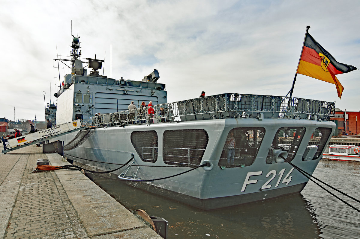 Fregatte F214 LÜBECK in der Hansestadt Lübeck. Aufnahme vom 12.03.2017
