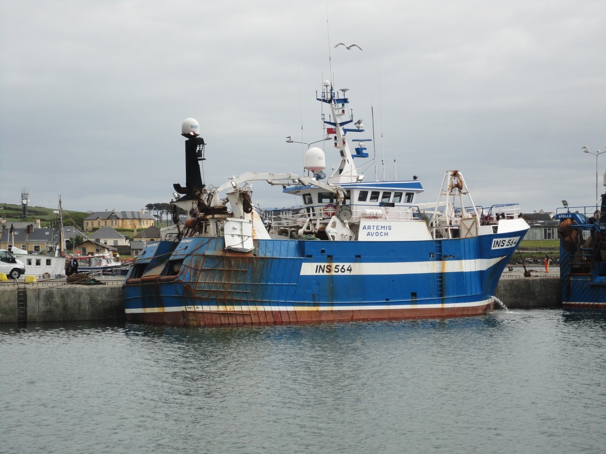 INS 564, ARTEMIS AVOCH (IMO 9119713) am 16.5.2012 in Dingle, Irland / 
Ex-Name: CHALLENGE II (bis 03/2012)
Fischtrawler / GT 399 / Lüa 27,69 m / 977 HP / 1995 bei Macduff Shipyard, Macduff, UK /  Flagge: UK, Heimathafen: Inverness, Schottland /
