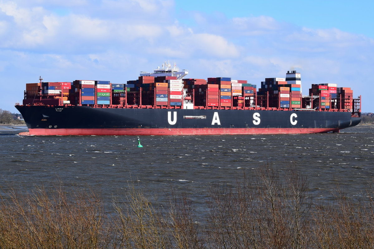 LINAH , Containerschiff , IMO 9708801 , Baujahr 2015 , 14993 TEU , 368.52 × 51m , 17.03.2018 Grünendeich