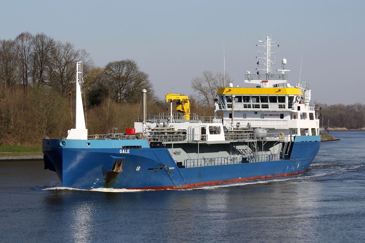 LPG Tankship GALE (IMO:9876335) Flagge Niederlande am 07.04.2023 im NOK bei Schacht Audorf.