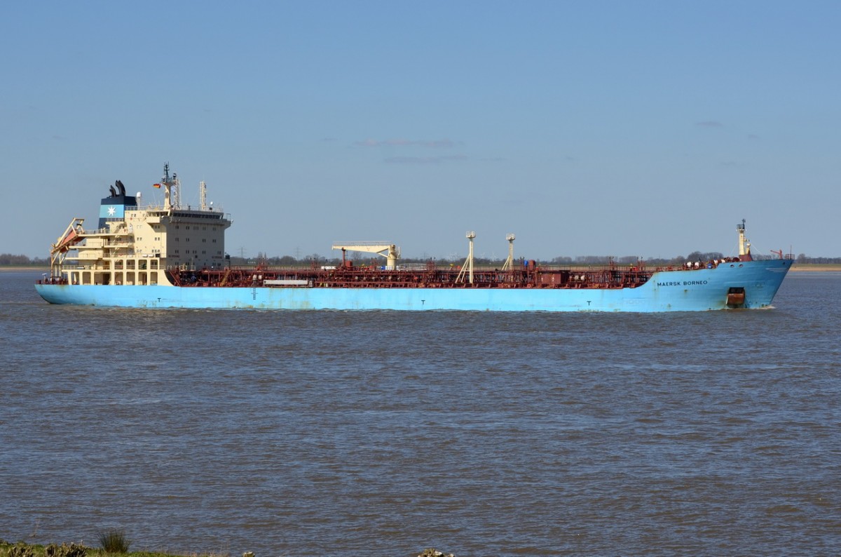 MAERSK BORNEO  Tanker  , IMO 9341445  , Baujahr 2007 , Lühe  06.04.2015  , 175 x 29m

