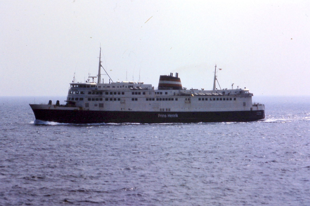 M/F Prins Henrik der DSB in den achtziger Jahren auf der Vogelfluglinie zwischen Puttgarden (D) und Rödby Havn (DK).