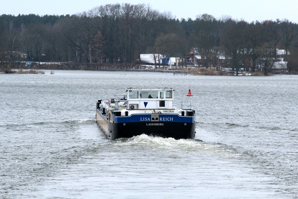 TMS Lisa Reich (04812820) am 17.01.2018 im Wendsee / EHK mit Kurs auf den Plauer Kanal in dem sie  NICHT  einfahren kann.