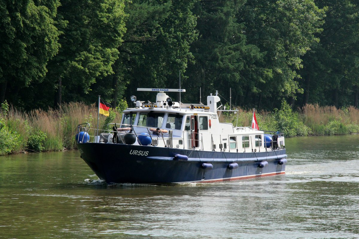 Ursus (N-32283) am 13.05.2018 im Dortmund-Ems-Kanal zw. den Schleusen Rodde und Altenrheine auf Talfahrt.