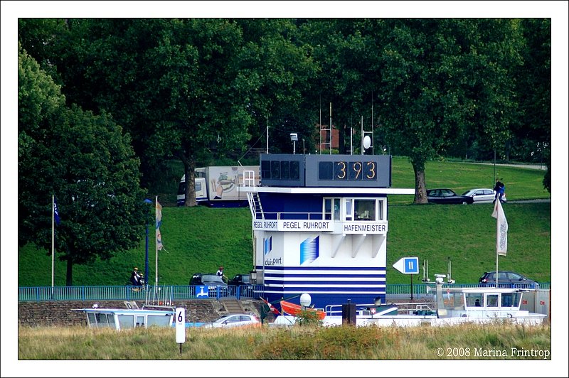 Duisburg - Pegel Ruhrort Hafenmeister DuisPort. Pegelstand am 17.08.2008