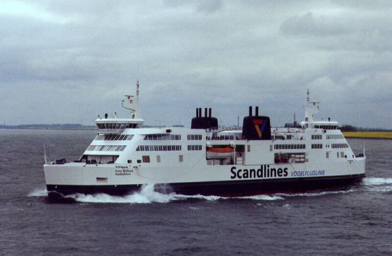 M/F Scandlines  Prins Richard  im Mai 1999 zwischen Rdby und Puttgarden (Vogelfluglinie).