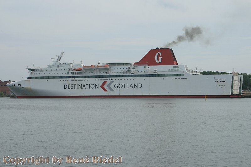 Die Visby von Destination Gotland, im Hafen von Oskarshamn-Schweden. Sie