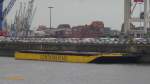 CONTAINERTAXI am 6.5.2014, Hamburg  Leichter (Barge) ohne Eigenantrieb / Lüa 76,5 m, B 11,4 m, Innenraum: L 64,7 m, B ca.
