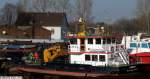 Verkehrssicherungsschiff Homberg des WSA Duisburg Rhein am 10.02.2012 auf der Meidericher Schiffswerft im Duisburger Hafen. Lnge: 25,7 m, Breite: 6,0 m, Tiefgang: 1,0 m.