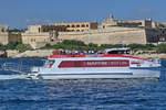 Die Fähre  Topcat One  verkehrt zwischen Sliema und Valletta. (Oktober 2017)