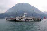 Dampfschiff  Stadt Luzern . Sie wurde 1926 gebaut und ist das Flaggschiff der Schifffahrtsgesellschaft des Vierwaldstttersees. (Aufnahme 18.09.2008)