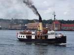 Der dnische Kstendampfer Skjelskr verlsst am 15.07.2007 den Flensburger Hafen zu einer Rundfahrt.