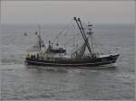 Fischerboot  Boreas St 2; gebaut 1961 bei Visser in Den Helder; Lnge 26m Breite 6m.  Aufgenommen auf der Nordsee am 08.05.2012.
