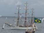 Kieler Woche 2008. Die grte Flagge auf der Kieler Frde hatte das brasilianische Segelschulschiff, ich konnte sie nicht bersehen und mich auch nicht satt sehen daran.