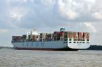 COSCO Italy Containerschiff, IMO: 9516454  Heimathafen Hong Kong. In Wedel am 25.09.15 einlaufend  nach  Hamburg beobachtet. Baujahr: 2014 Länge: 366.00 m, Breite: 51.20 m, Tiefgang: 15.50 m,  Container: 13386 TEU,  Geschwindigkeit: 22.50 kn
