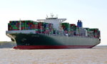 Thalassa Doxa Containerschiff  Heimathafen Singapore  IMO: 9667174, Baujahr:2014, Teu: 13606, Lnge: 368,50m, Breite: 51m, Tiefgang: 15,80m, schafft 23 kn bei einer Maschinenleistung von 53250KW. Am 15.09.16 bei Wedel einlaufend nach Hamburg. 