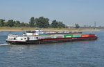 Jakob Gtz Container-Binnenschiff  Heimathafen: Mannheim in Dsseldorf auf dem Rhein in Tahlfahrt  03.10.16.