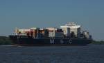 MSC BARCELONA, Containerschiff, IMO: 9480186, Heimathafen Monrovia, in Wedel am 06.06.2014. Baujahr: 2011, L; 270,40m, B; 40m, T; 13,80m, Geschwindigkeit: 23,2kn. TEU: 5550.  