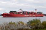CAP SAN AUGUSTIN  , Containerschiff , IMO 9622239 , Baujahr 2013 , 9814 TEU , 333.20 x 48.20m , 07.11.2016 Grünendeich