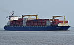 Cap Ricarda, Containerschiff,  Heimathafen Monrovia, IMO: 9399777, Baujahr 2008, TEU 2750, Länge 225,73, Breite 31 m, Maschinenleistung 22890 KW bei 21 Knoten. Am 29.09.17 von HH. auslaufend.