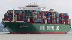  CSCL Saturn  17.06.2018 auf der Elbe passiert Hamburg/Wedel  completion year: 2012 / 01   overall length (m): 366,10   overall beam (m): 51,30   maximum draught (m): 15,00   maximum TEU capacity: