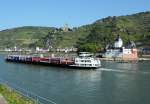 Containerfrachter  Nova   bei der Burg Grafenstein im Rhein - 17.09.2014