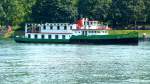 MS  Basler Dybli  (Basler Taube), 1980 gebautes Rheinschiff mit 140 Pltzen, beheimatet in Basel/Schweiz, Aug.2015