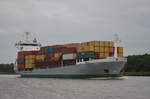 Emilia, Containerschiff,IMO 9197521 Heimathafen Madeira am 04.10,17 bei Burg am NOK.