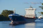 Marielist, Containerschiff, Baujahr 2010, Länge 158 m, Breite 24 m, IMO 9448669. Am 06.10.17 bei Schachtaudorf am NOK.