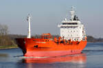 Chemical Oil Tanker CAROLINE ESSBERGER IMO:9439151 Flagge Niederlande im NOK am 06.04.2023 in Schacht Audorf.