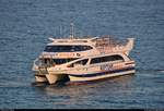 Motorschiff  Dofi Jet IV  der Dofi Jet Boats S.L. unterwegs auf dem Mittelmeer (Costa Brava) bei Lloret de Mar (E).
[21.9.2018 | 18:23 Uhr]