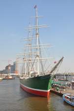 HAMBURG, 25.07.2012, Museumsschiff Rickmer Rickmers an den Landungsbrücken (zur interessanten Geschichte dieses Schiffes siehe den entsprechenden Wikipedia-Eintrag)