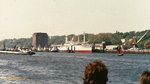 Zeitreise -Hamburg im Jahr 1988: damals hatte die CAP SAN DIEGO ihren Liegeplatz hier in Neumühlen, das hohe Backsteingebäude dahinter war damals das Union Kühlhaus, heute steht dort