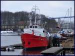  Das ehemalige Pionierschiff Freundschaft. Am 10.03.07 mit Liegeplatz im Yachthafen am Dnholm.