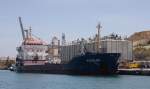 Am 13.5.2014 lag das Frachtschiff AGGELIKI an der Getreidepier im Hafen Valletta in Malta.