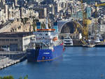 Die  CS Sovereign  ist ein Schiff zur Verlegung und Reparatur von Unterseekabel. (Valletta, Oktober 2017)