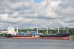 HAMBURG, 19.09.2012, Containerschiff Amber Lagoon unter Flagge der Marshall-Inseln in Richtung Hamburger Hafen